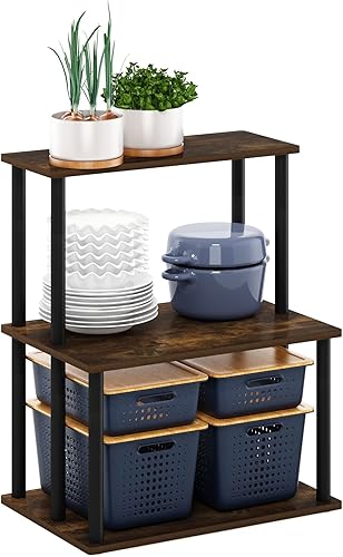 Miniatura 70 de Furinno Turn-N-Tube - Estantes de almacenamiento, estante para libros de 3 niveles, estante esquinero, estantes abiertos sin herramientas, para