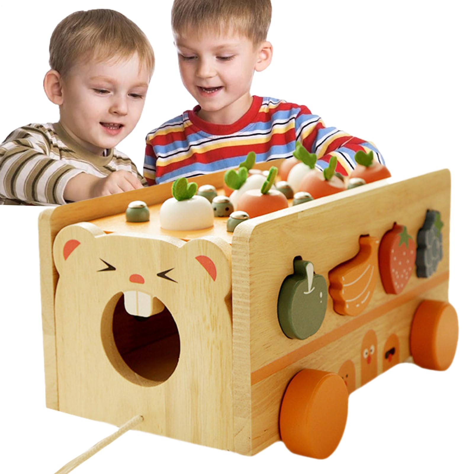 Gioco di Incasso di Forme per Bambino,Gioco educativo in legno di disegno di carota e | Giocattolo educativo di ordinamento delle forme - per la scuola materna primaria Feste Attività Natale