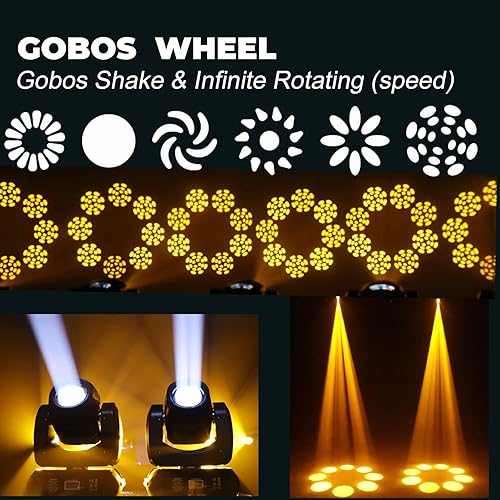 Miniatura 6 de Luz de DJ de cabeza móvil de 120W, luces de escenario de cabeza móvil de haz LED, 8-Prism 8 GOBOs 8 colores DMX 12CH sonido para iluminación de