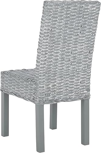 Miniatura 9 de Safavieh FOX6525A-SET2 Safavieh Home Collection - Silla de comedor con lavado de trigo, juego de 2, color gris/blanco