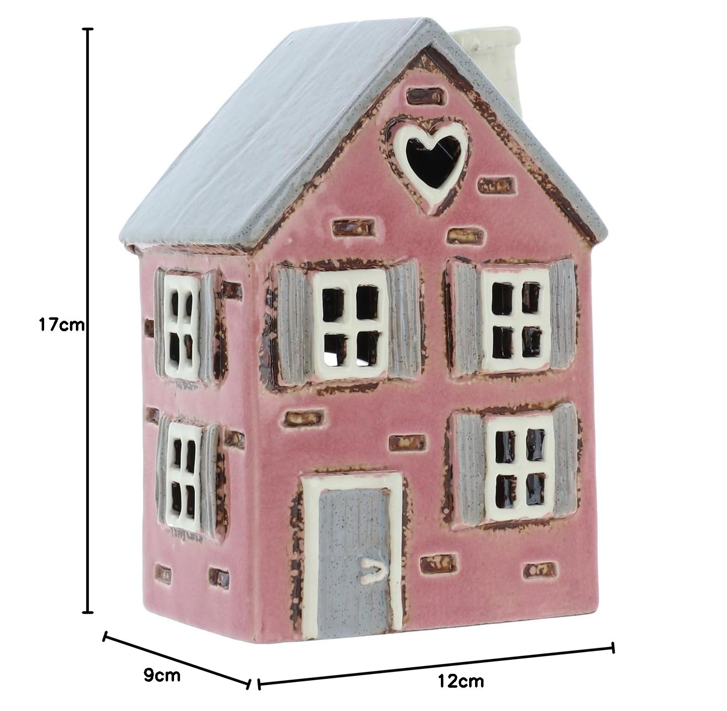 Shudehill Giftware Portacandele in ceramica rosa con persiana in ceramica, bellissimo regalo di inaugurazione della casa, ornamento per la casa, portacandele