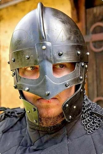 Miniatura 7 de Casco medieval de cuervo vikingo con cadena, para batalla