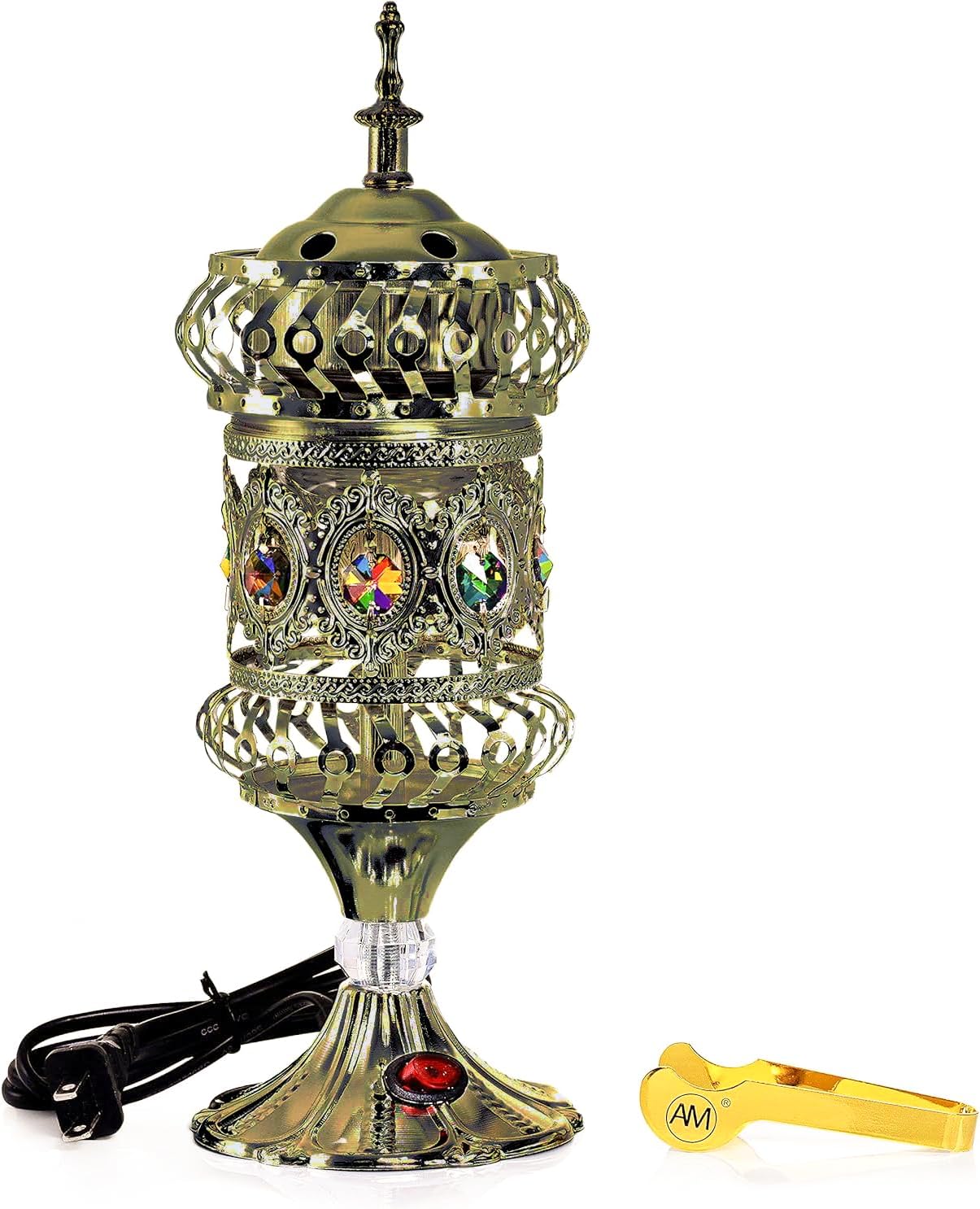 ATTAR MIST Electric Incense Burner - Oud Frankincense Resin Burner Intricate Carousel Large Mabkhara (Bronze)