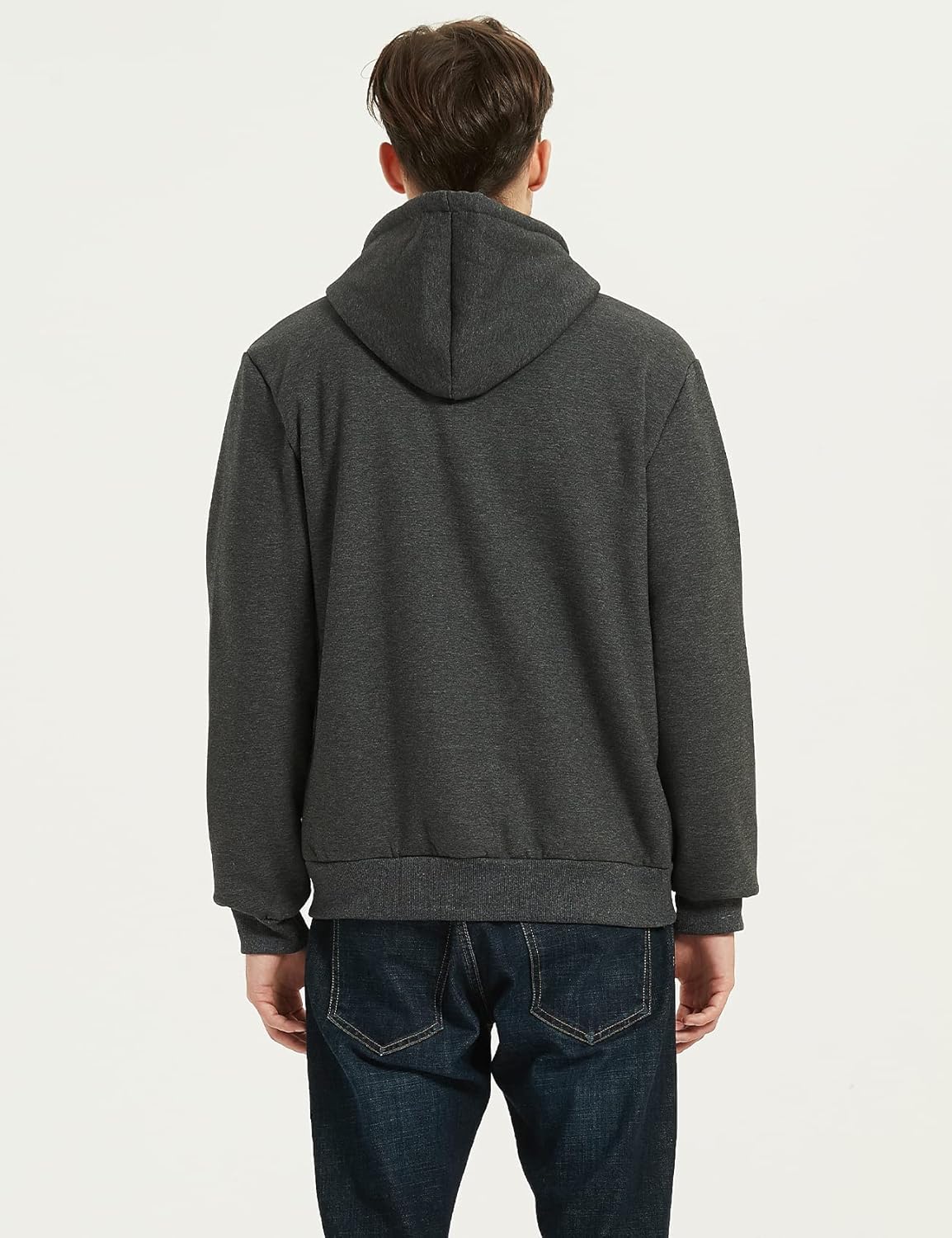 Flygo Men's Sherpa Hoodie Jacket Fleece Lined Zip Up Warm Hoodies Sweatshirt Winter Zipper Sweater Hooded Coat - Image 2