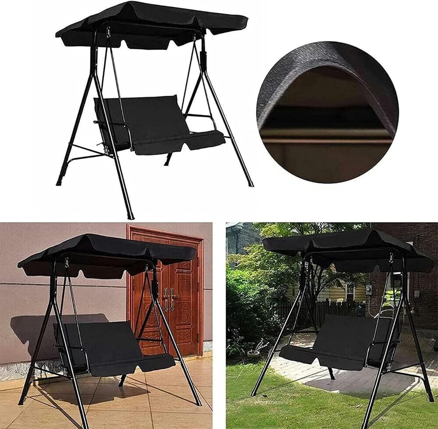 Outdoor Swing Canopy, Replacement Patio Chair Top Cover for Swing Gliders, Sunproof Cover (Color : Brown, Size : 195 * 125 * 15cm)