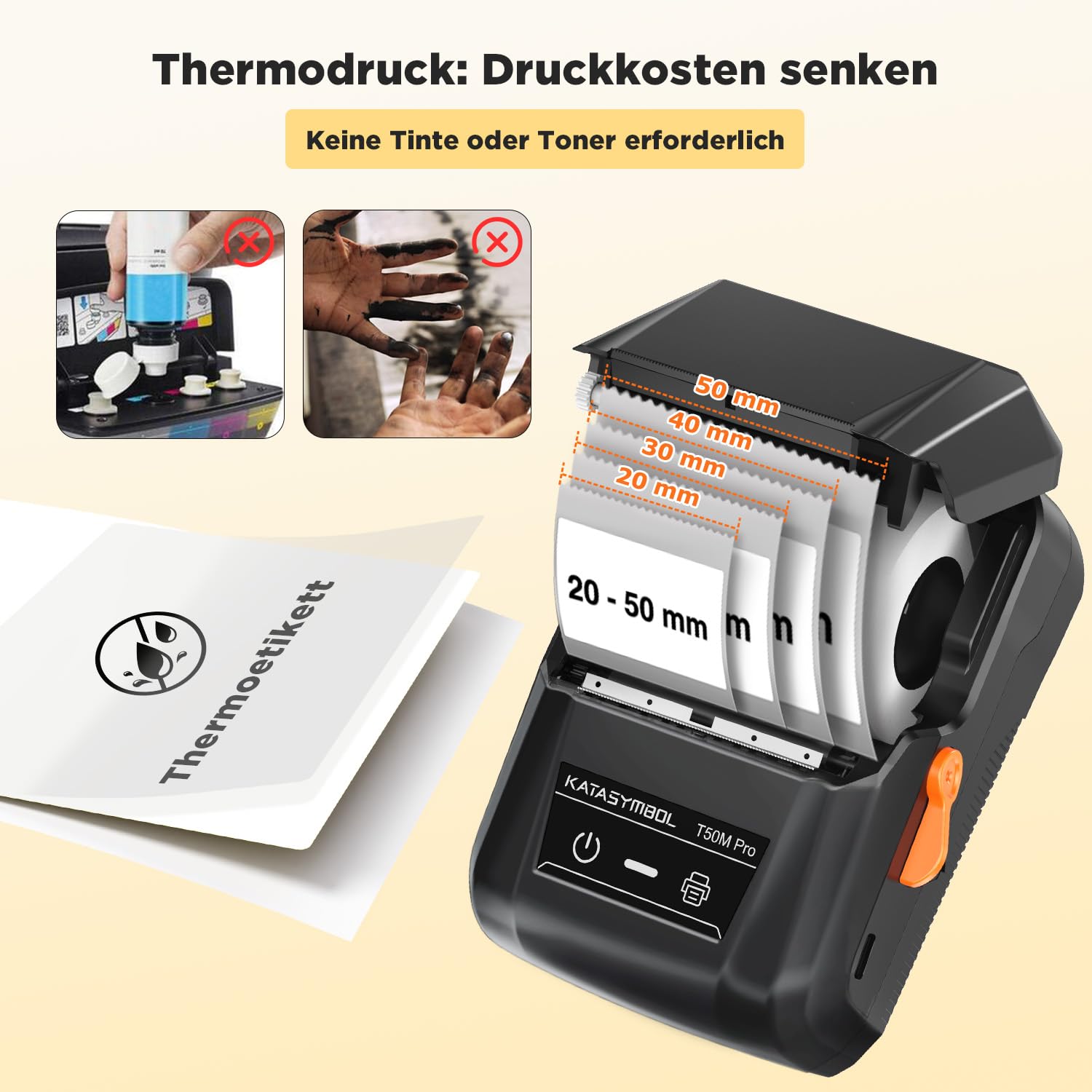 SUPVAN T50M Pro Etikettendrucker Bluetooth mit wasserfeste breite Etiketten, Handys- und PC-kompatibel, für Einzelhandel, Büro, Organisation, Schule und Zuhause