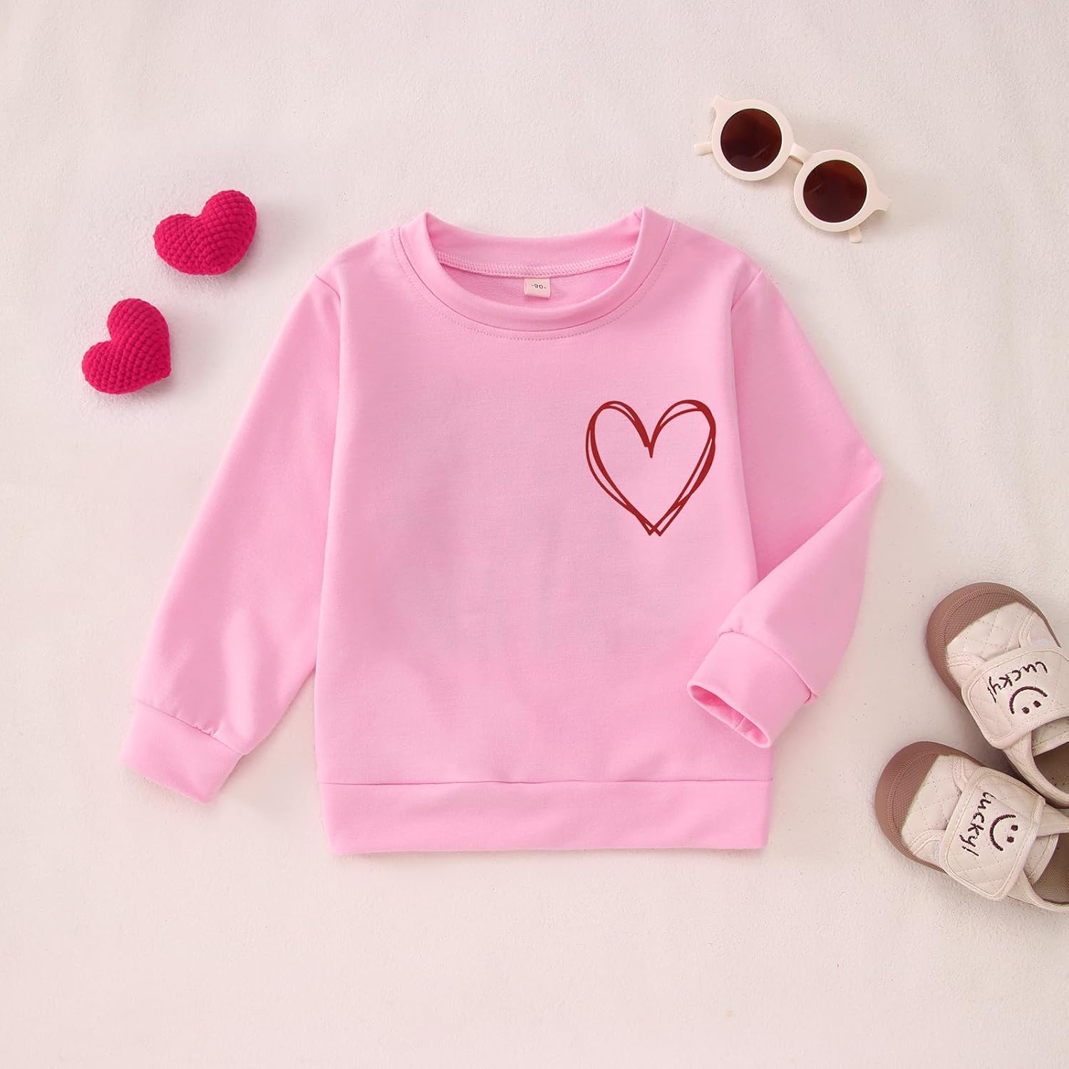 MODNTOGA Valentines Sweatshirt Toddler Girl Love Heart Graphic Shirt Long Sleeve Valentine's Day Heart Print Holiday Tops - Image 7