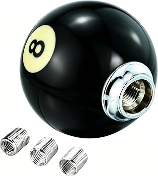 Lunsom Round Shift Knob, 8 Billiard Gear Shifter Lever Head Shift Ball Car Stick Handle Fit Most Automatic Manual Transmission Vehicle M8x1.25, 8 Black