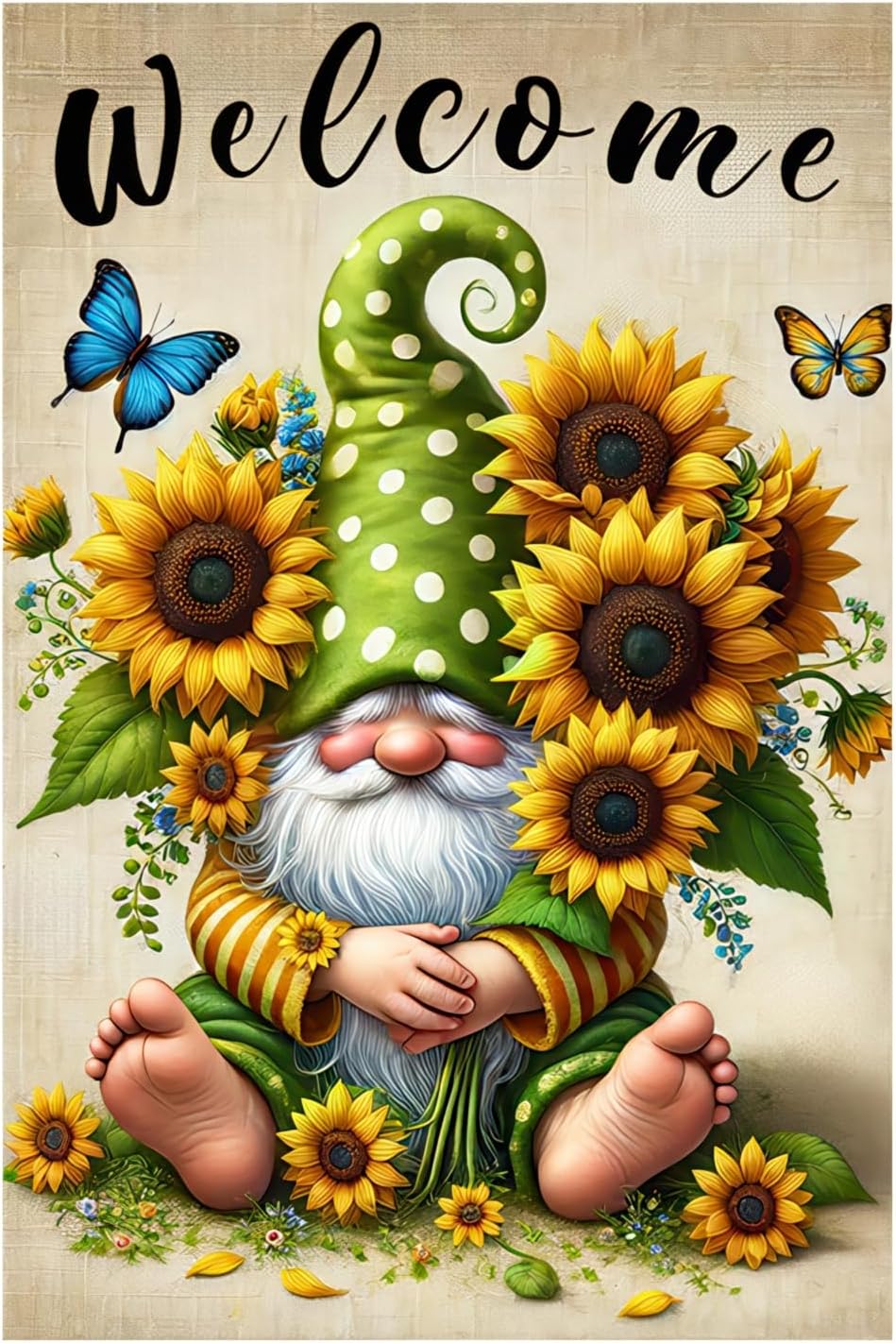 Welcome Spring Gnome Garden Flag Double Sided 12x18 Flag Spring Summer Garden Flag Sunflower and Bee Gnome Funny Spring Farmhouse Yard Flag Seasonal Holiday Outdoor Outside Decoration - Image 8