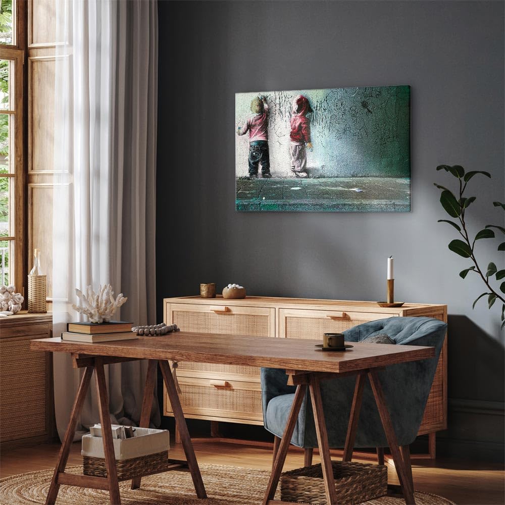B&D XXL - Akustikbild Poster Kinder Graffiti, 120x80 cm, 1-teilig, Büro | Verbessert Raumakustik, reduziert Hall, ideal fürs Büro oder Wohnzimmer, hochwertige Verarbeitung, schnelle Montage, stilvoll