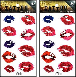 Tattoos 2 Sheets Biting Lips Lipstick Cosmetic Women Kiss Me Lips Temporary Tattoos Stickers Fake Body Arm Chest Shoulder ...
