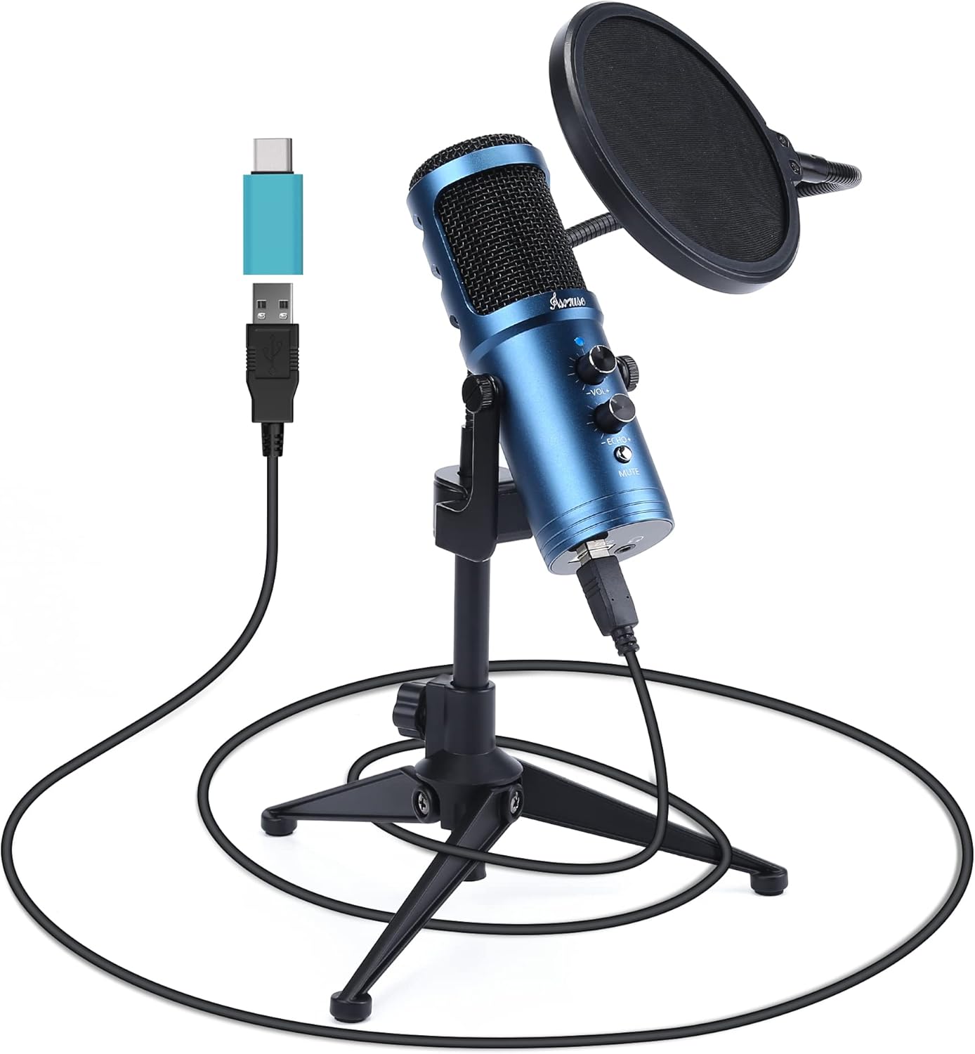 Asmuse USB Microphone Kit, Condenser Microphone with Tripod