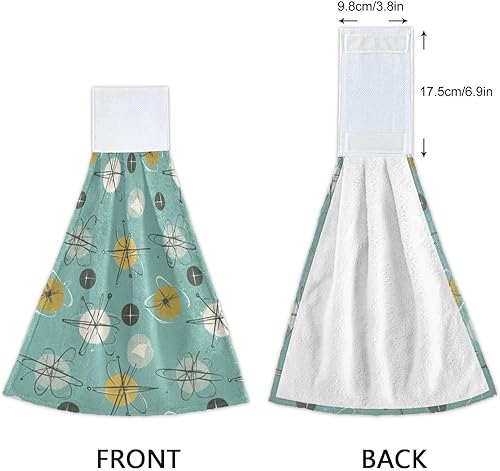 Miniatura 4 de Boccsty Toallas de cocina colgantes con patrón moderno de mediados de siglo, 2 piezas de estilo retro de los años 50, toallas atómicas de baño de