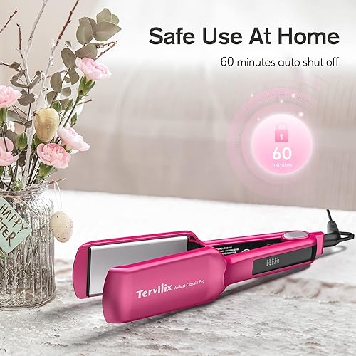 Miniatura 6 de Terviiix Plancha plana para el cabello, plancha plana de cerámica de 2 pulgadas de ancho para el cabello, plancha alisadora profesional con