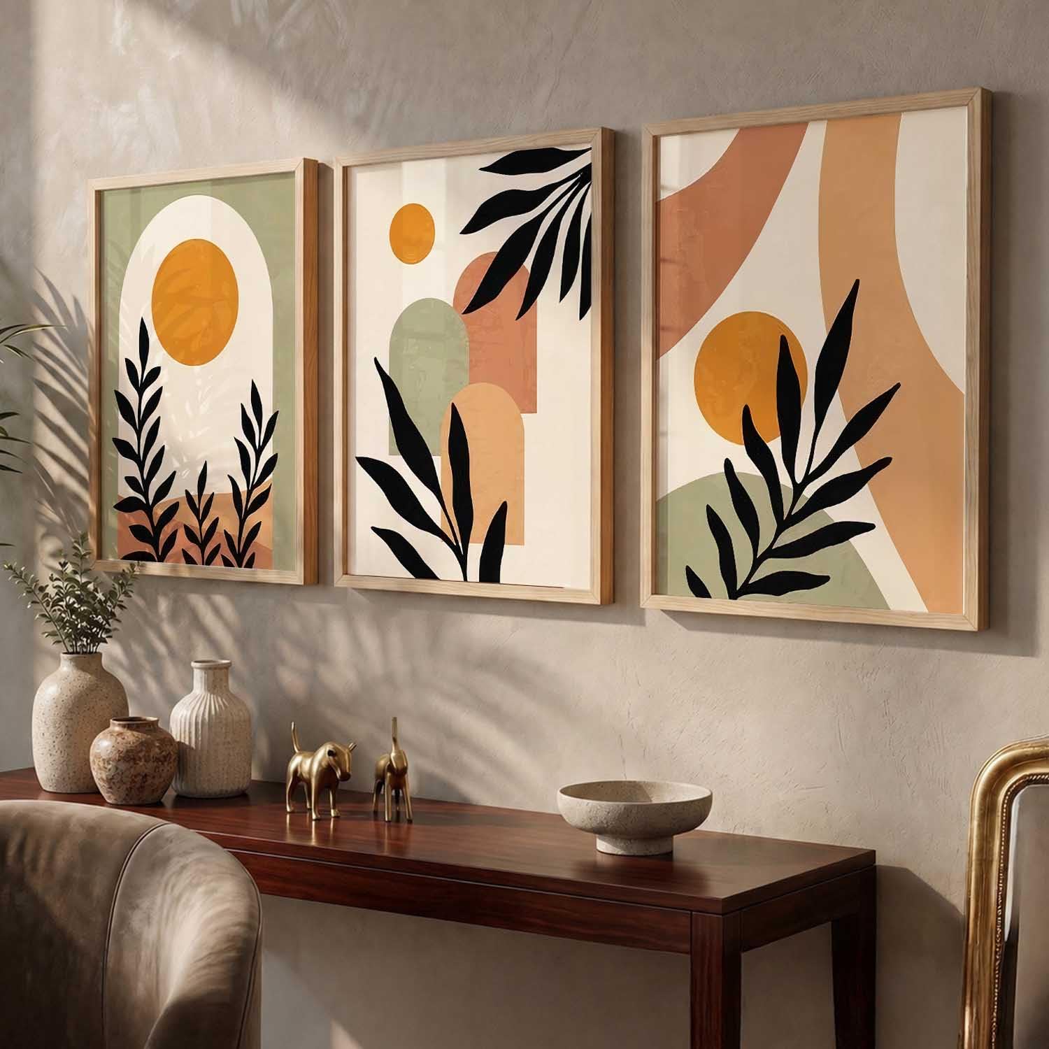 BOHO Wall Art Set - 3 Minimalist Frames -13 BOHO Wall Art Set - 3 Minimalist Frames -13