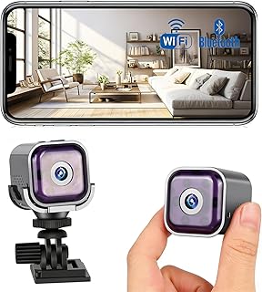 Mini Kamera,1080P Mini Überwachungskamera Innen Für Live Übertragung Handy APP, Überwachungskamera aussen mit Akku,Nachtsicht,Tonausgabe, TF-Speicher/Cloud für Haus, Shop, Haustiere & Abenteuer