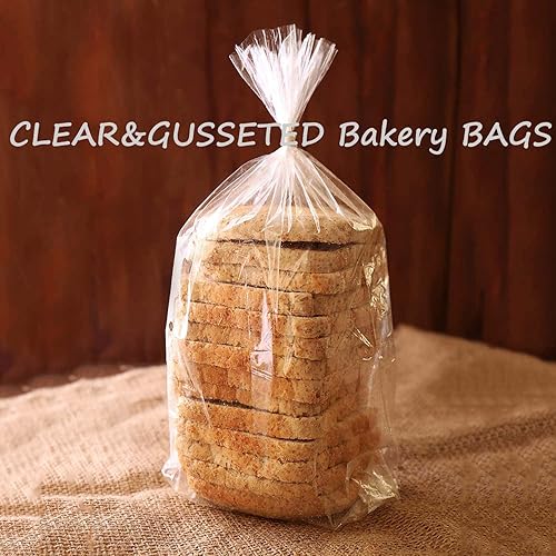 Miniatura 3 de Gere Bolsas de pan grandes con lazos, 8 x 4 x 18 pulgadas, paquete de 50, transparentes, reutilizables, bolsas de pan a granel para pan casero,