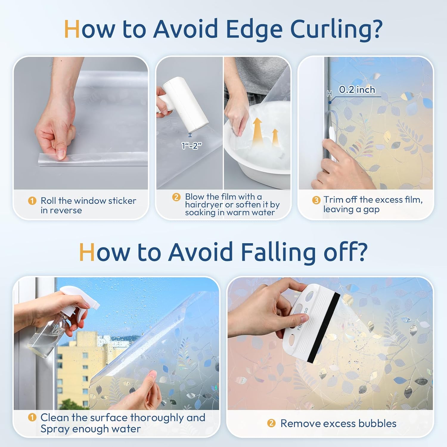 rabbitgoo Window Privacy Film, Frosted Glass Window Film, Stained Glass Removable Decorative Privacy Sticker, Non Adhesive UV Blocking Front Door Covering for Home, 3D Autumn Leaf, 35.4" x 118.1"