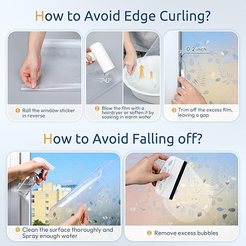 Miniatura 6 de rabbitgoo Película de privacidad para ventana, película de vidrio esmerilado, calcomanía decorativa extraíble de privacidad para vitral, no Hoja