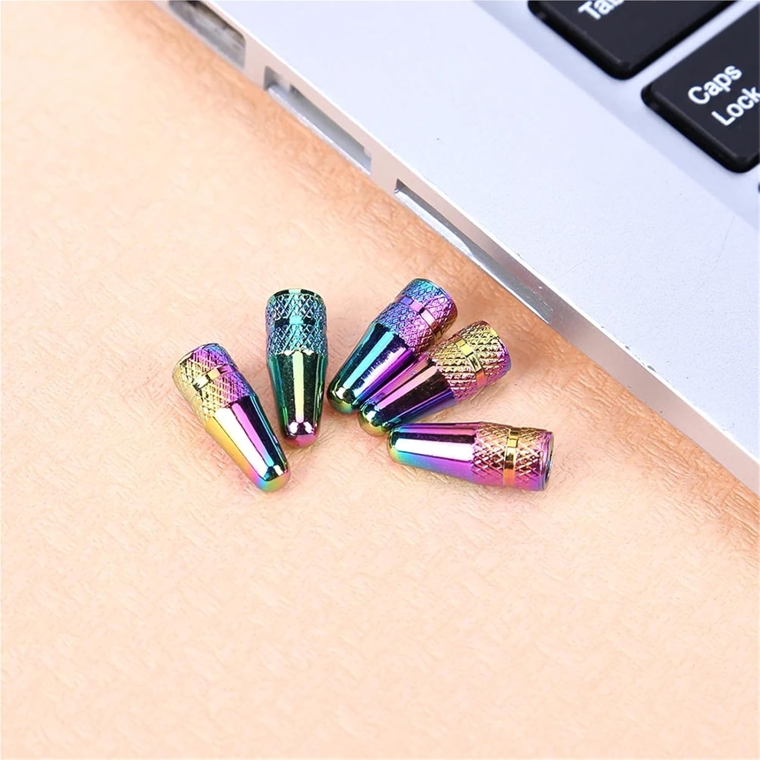 2/5/10/20pcs Rainbow Color Bicycle Tire Valve Cap Aluminum High Pressure Caps for Valves Bike Tyre Hat MTB Accessories(Red)