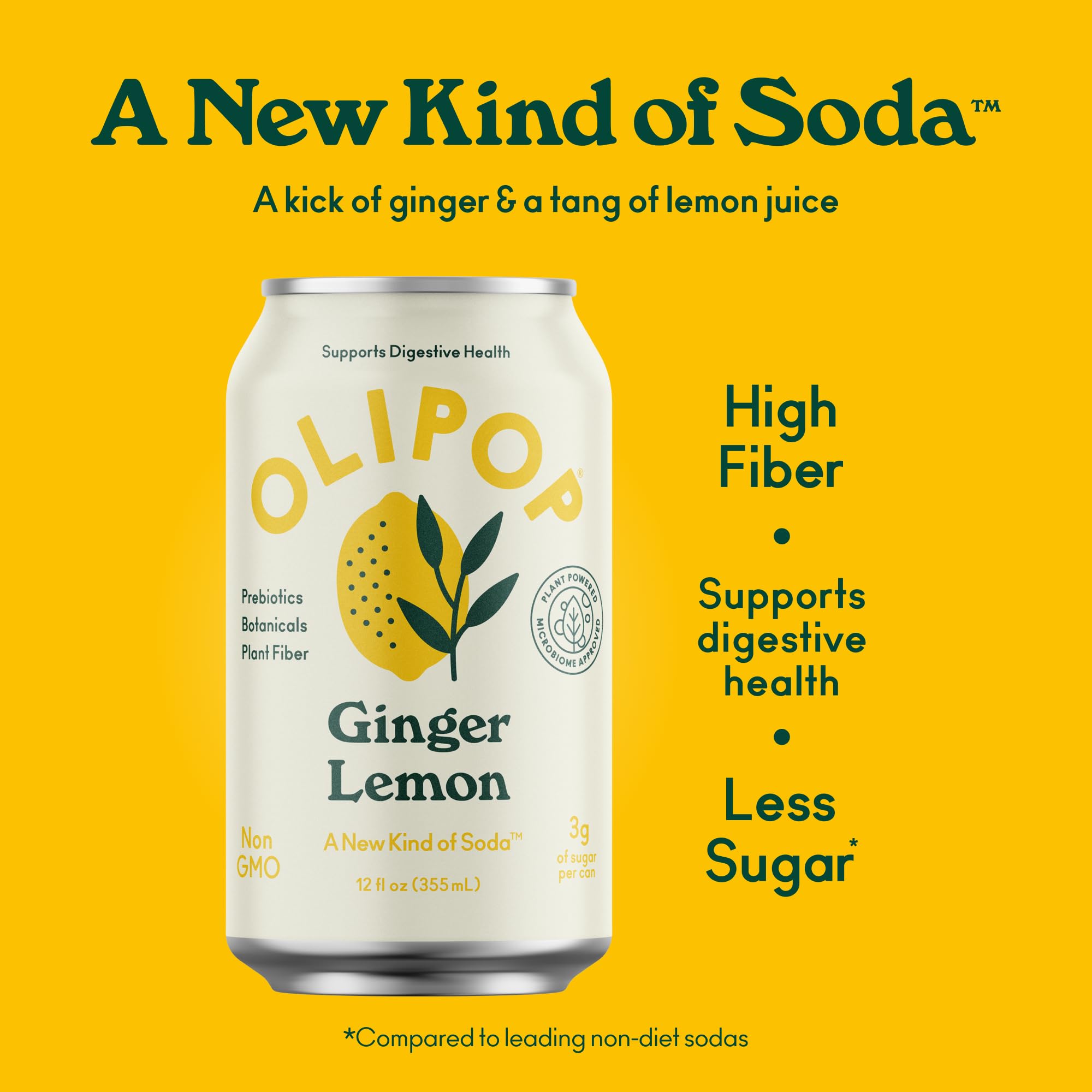 Amazon.com : OLIPOP Prebiotic Soda Pop, Ginger Lemon, A New Kind