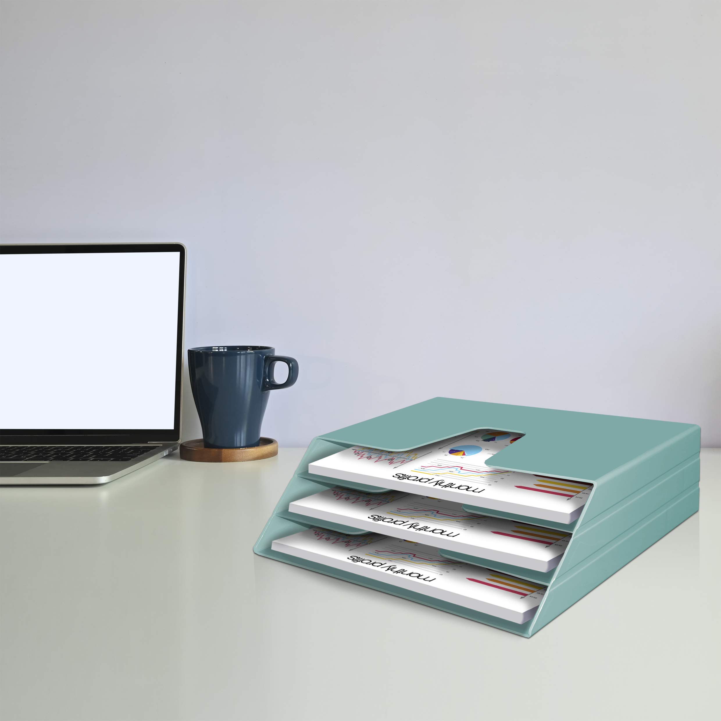 Acrimet Organizador Horizontal 3 Compartimientos Escritorio Pared Plástico Verde