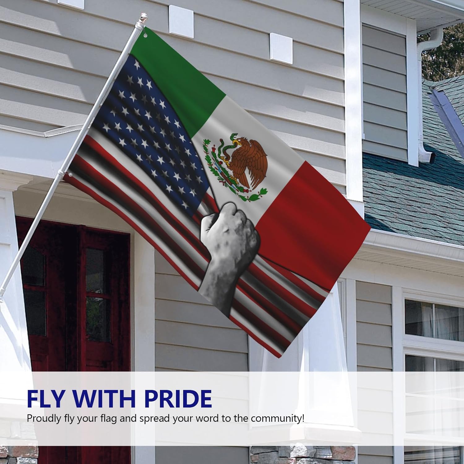 Usa America American And Michoacan Mexico Mexican Flag 3x5 Ft Double-Sided Printed Indoor/Outdoor Flag Polyester Fabric Decorative Banner With 2 Brass Grommets 3x5 Foot Flags For Outside - Image 5