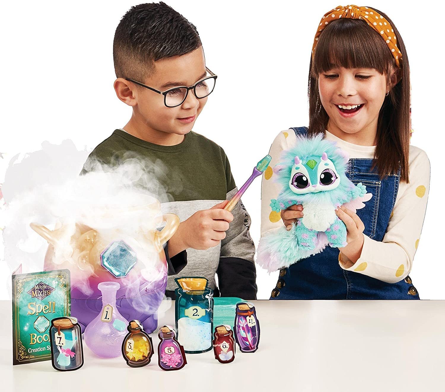 Giochi Preziosi - Magic Mixies Blu, Pentolone Magico con Una Morbida Sorpresa, Crea l'Incantesimo con la Bacchetta Magica e Gli Ingredienti Inclusi, MGX01000