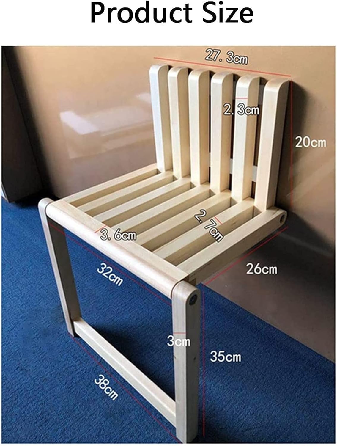 Wall-Mounted Folding Chair for Changing Shoes Stool Solid Wood Entryway Wall-Mounted Wearing Shoes Stool Household Multi-Function