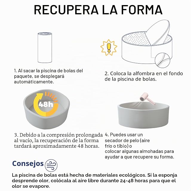 Foto 4 de 7 de Zedachica Piscina de Bolas Redonda de Espuma, 90 x 30 cm, para bebés a Partir de 1 año