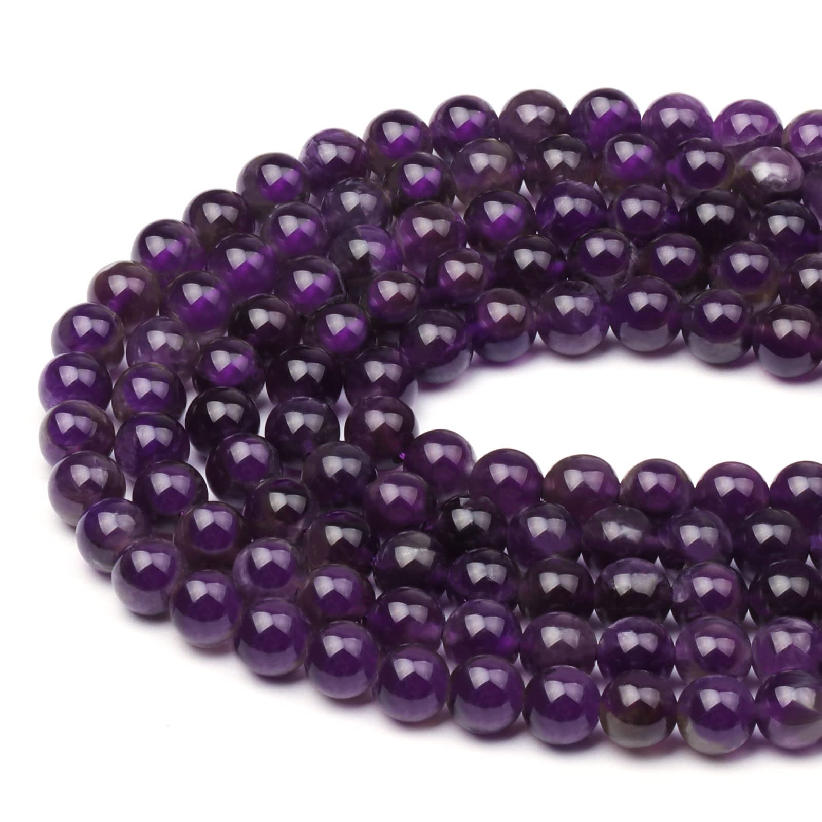 8mm Round Amethyst Deep Purple Gemstone Beads