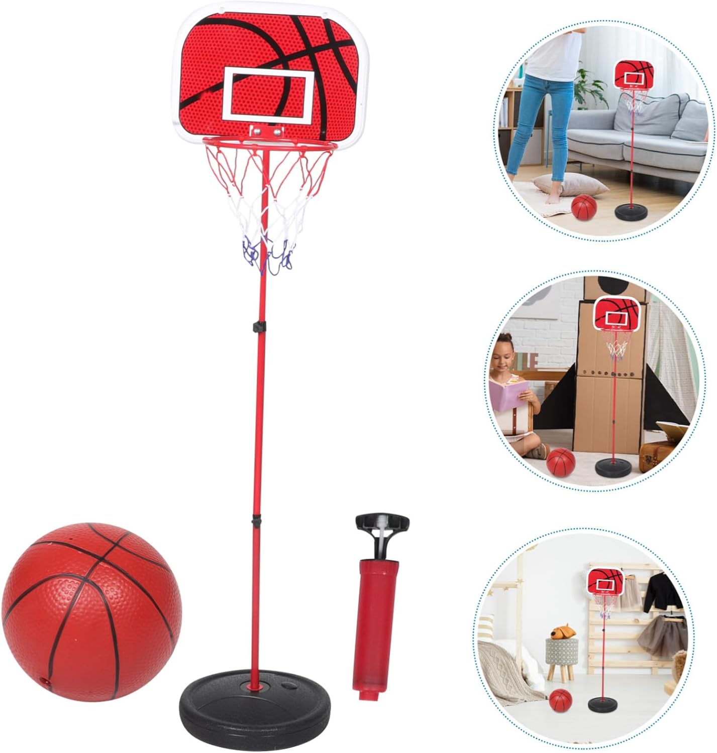 HANABASS Adjustable Basketball Stand Toy Toddlers Basketball Hoop Indoor Hoop for Boys and Girls Practice Mini Height