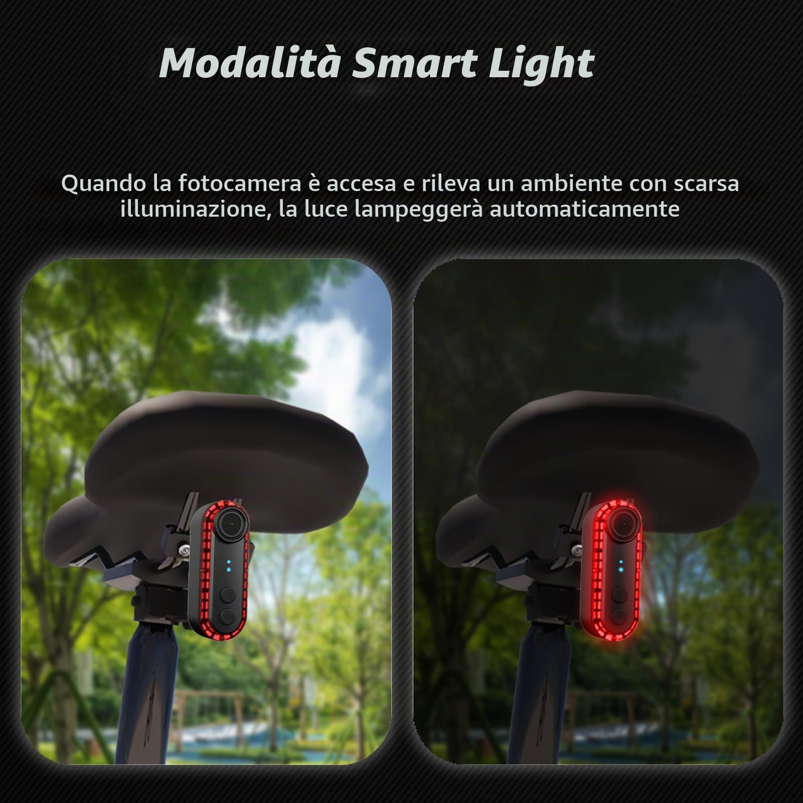 Telecamera per Bici con Fanale Posteriore, Telecamera Posteriore HD 1080P con Grandangolo, Impermeabile IPX6, Durata della Batteria 6 Ore, per la Guida Notturna