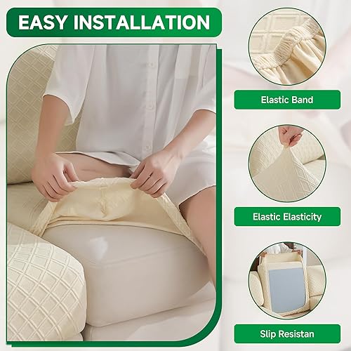 Miniatura 5 de Funda de sofá elástica, fundas de cojín de asiento suaves lavables, funda de sofá modular en forma de L, resistente al desgaste a las manchas,