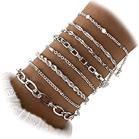 IFKM 14K Gold Plated Dainty Link Chain Bracelet Set for Women - Trendy Stackable Layered Jewelry Gifts