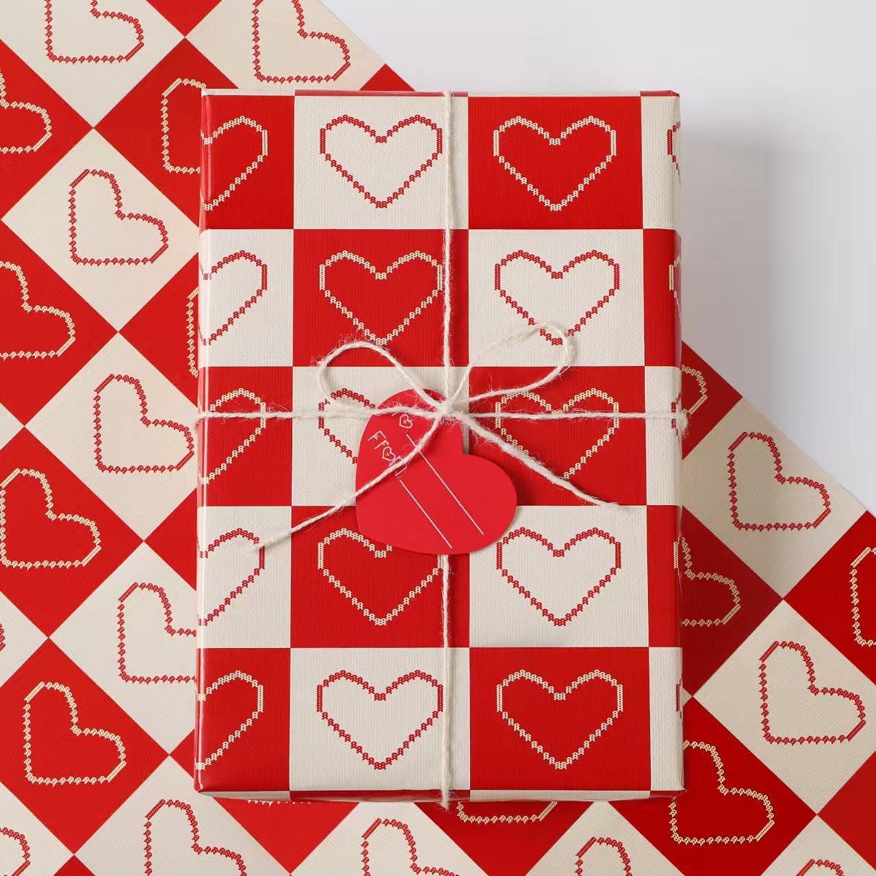 Love Heart Birthday Wrapping Paper Wedding Gift Wrap Set with 70 * 50cm 6Sheets Paper Strings&Tags,Girl/Boy Friend Present Decorations for Mothers Day Valentines' Day Anniversary Birthday Baby Shower
