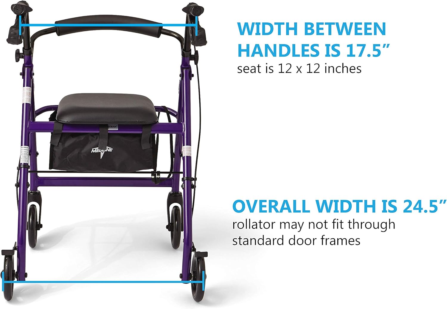 Medline Aluminum Rollator Walker with Seat, Folding Mobility Rolling Walker has 6 inch Wheels, Purple : Everything Else