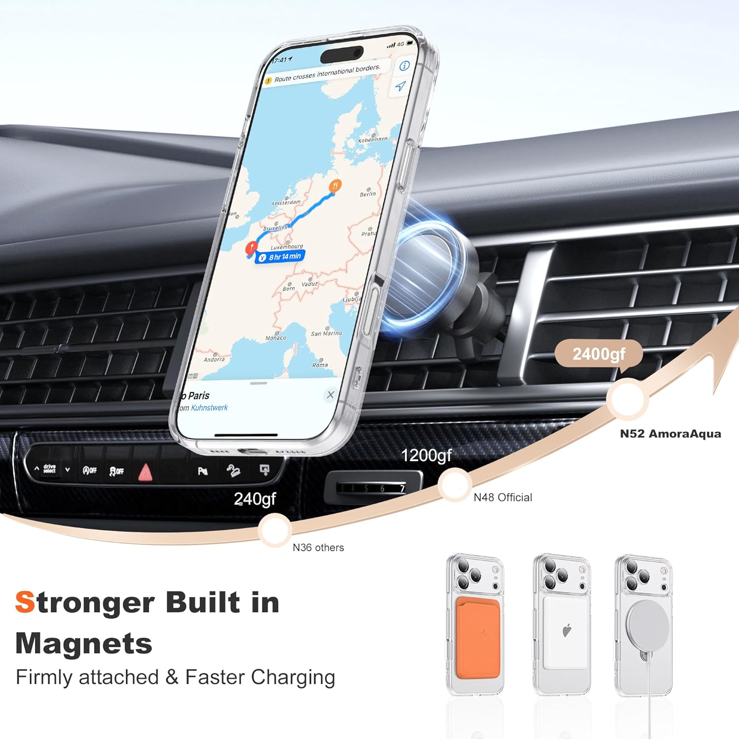 Compatible with iPhone 17 Pro Max Case with 360° Spin Magnetic Ring Stand [Compatible with Mag-Safe] Full Camera Lens Protector Plating Clear Phone Case for iPhone 17 Pro Max 6.9", Clear - Image 4