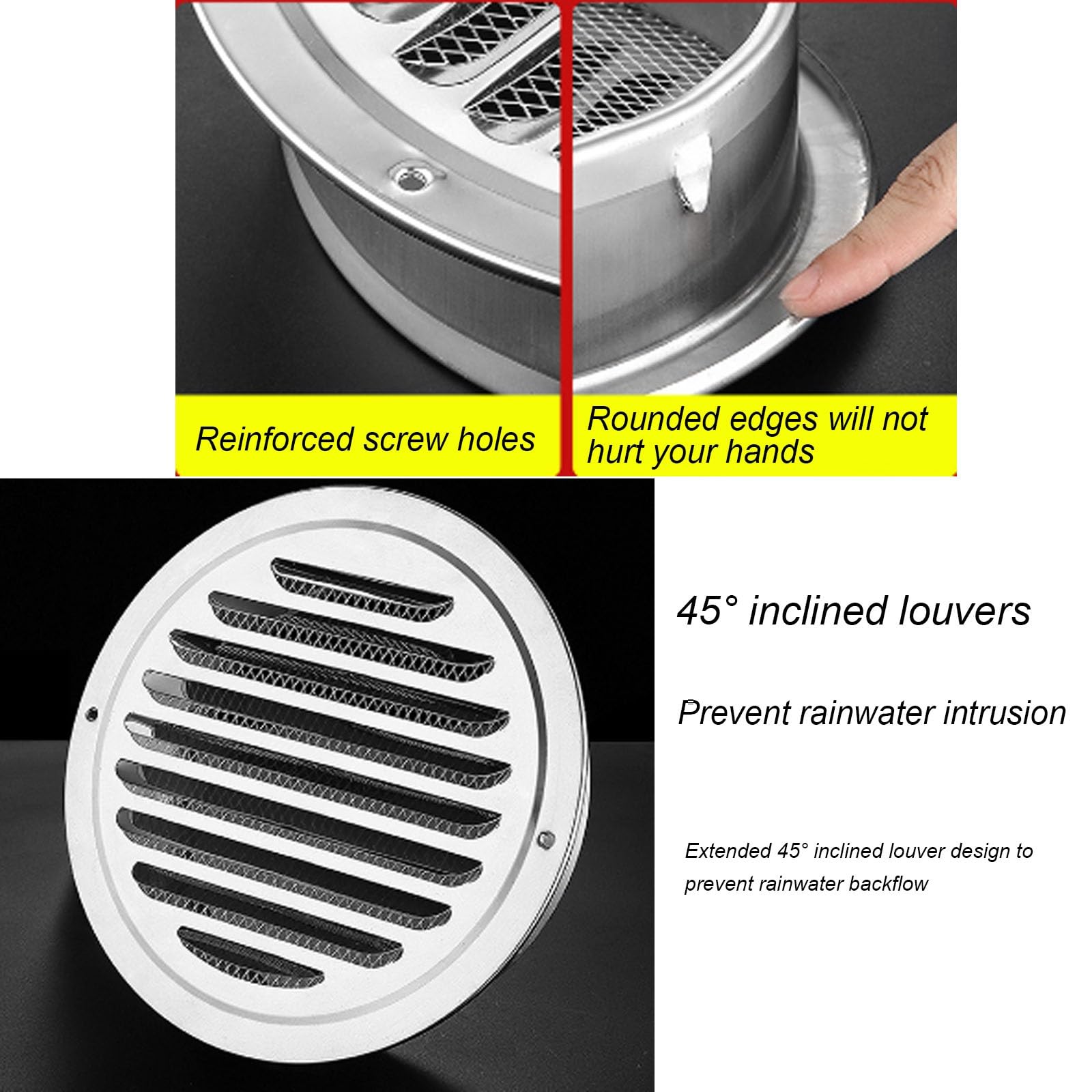 Rejillas De Ventilación para Chimenea De Acero Galvanizado, De Acero Inoxidable, con Rejillas Integradas. Aptas para Instalación En Pared O Techo. Ideales para Baños Y Áticos..E-15cm