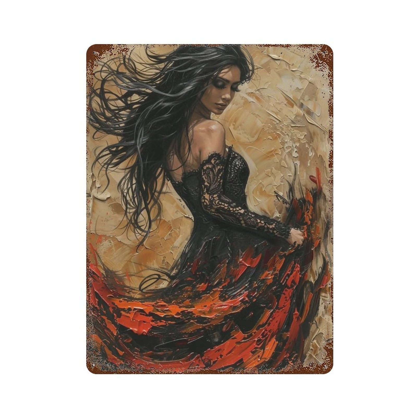 HDURYEYRYY Scarlet Dance Whirl 03 Wall Retro Iron Vintage Art Metal Tin Sign Poster Modern Home Cofffee Club Art Bar Shop Decor 40x30cm