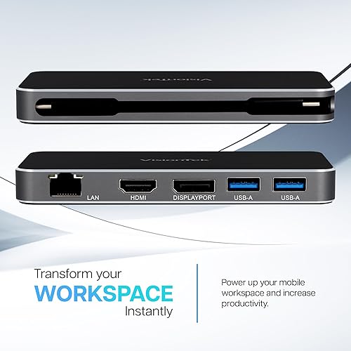 Miniatura 10 de VisionTek VT350 Hub portátil USB-C para monitor dual, 1 DP, 1 HDMI, 2 USB-A, 1 Ethernet, 1 USB-C para Windows/MacOS/ChromeOS/iOS