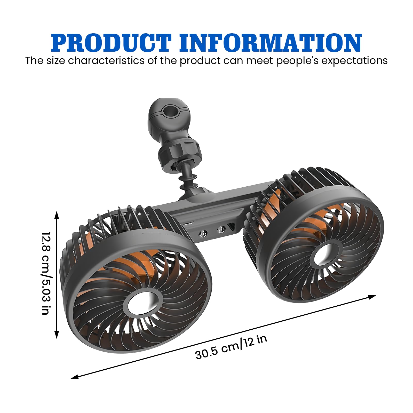 Ventilatore per auto, 12V/24V ventilatore per auto presa accendisigari, 3 velocità, doppia ventola girevole a 360 gradi, regolabile, ventola di raffreddamento, ventola a doppia testa per poggiatesta