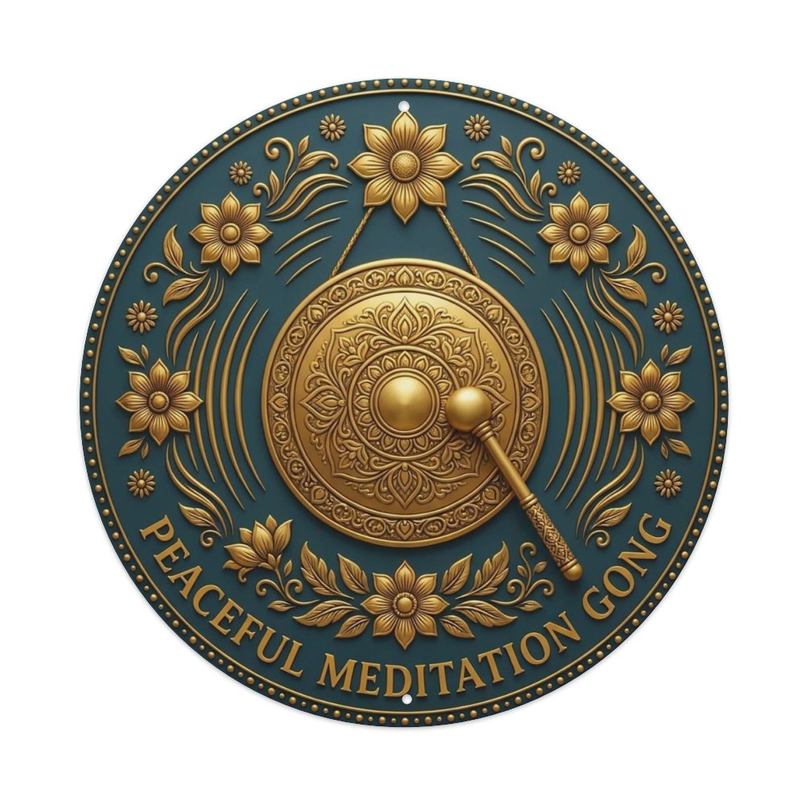 Vintage Peaceful Meditation Gong Flower Zen Yoga Metal Tin Sign