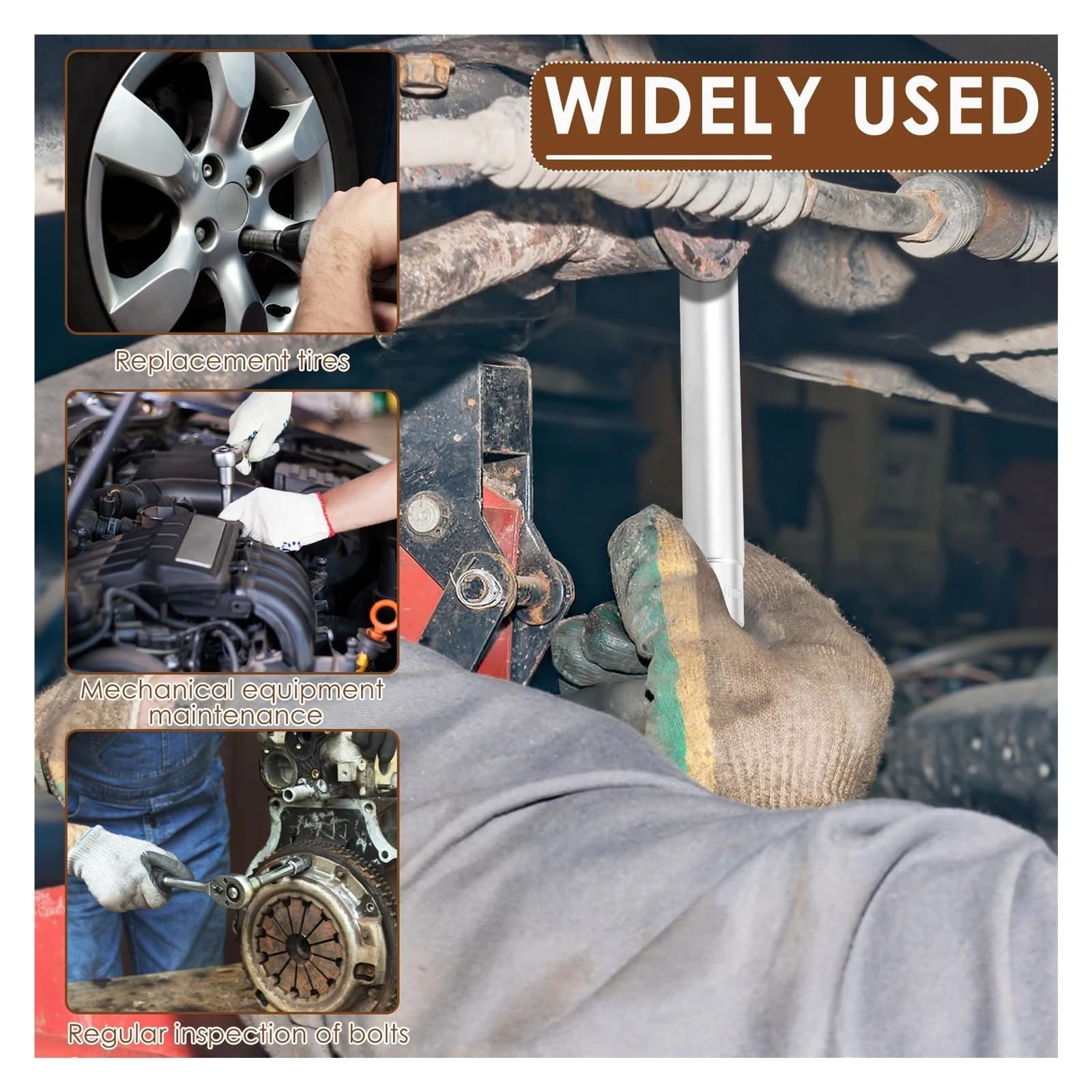 Juego de 5 enchufes de impacto extra profundo de 3/8 pulgadas para herramientas de reparación de pernos de rueda de coche hexagonales de acero CR-V de 0,31 a 0,55 pulgadas (Hexagon)