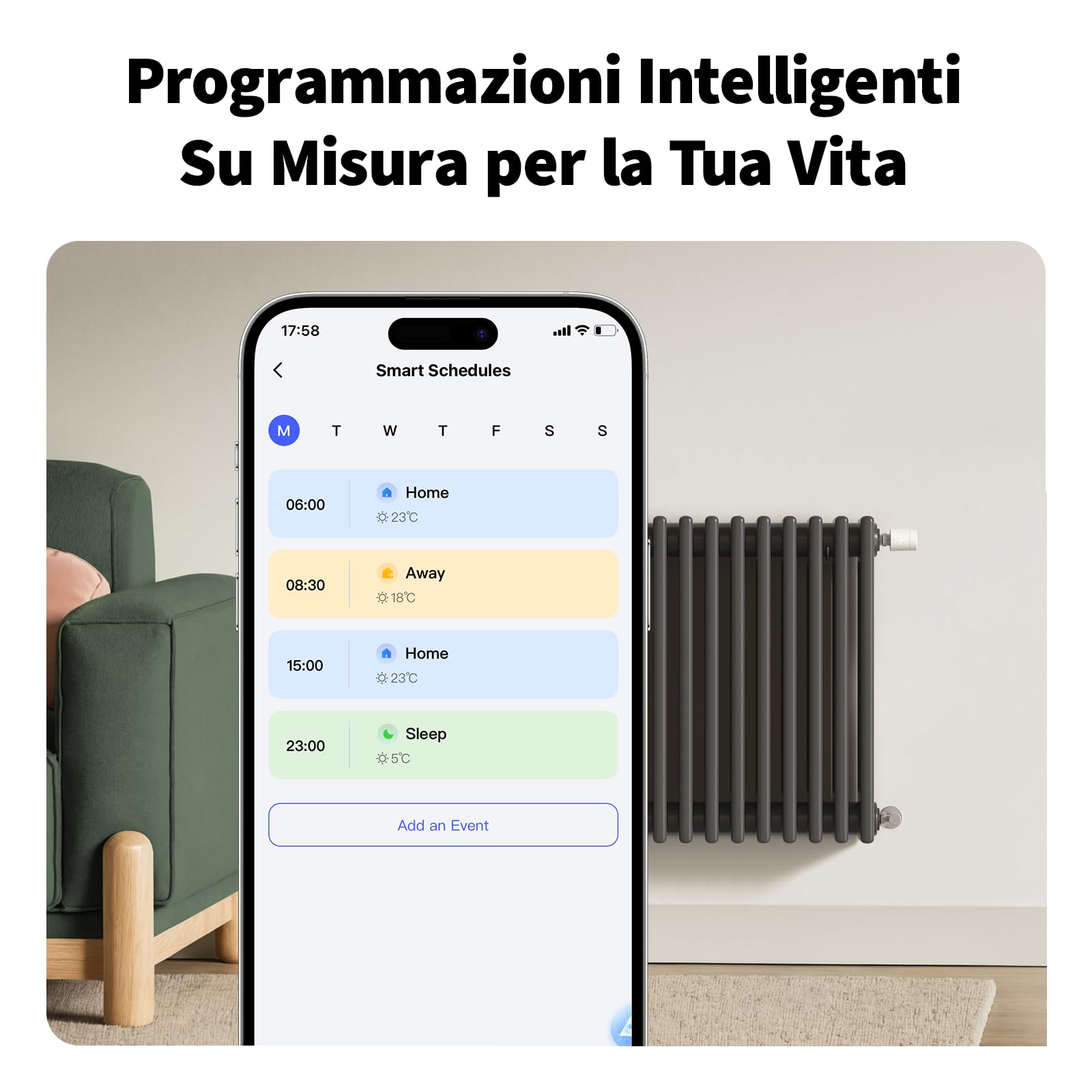 Aqara Termostato da Radiatore W600 Intelligente Thread/Zigbee, Valvola Termostatica Intelligente con Programmazione, Compatibile con Homekit, Home Assistant, Alexa, Google Home
