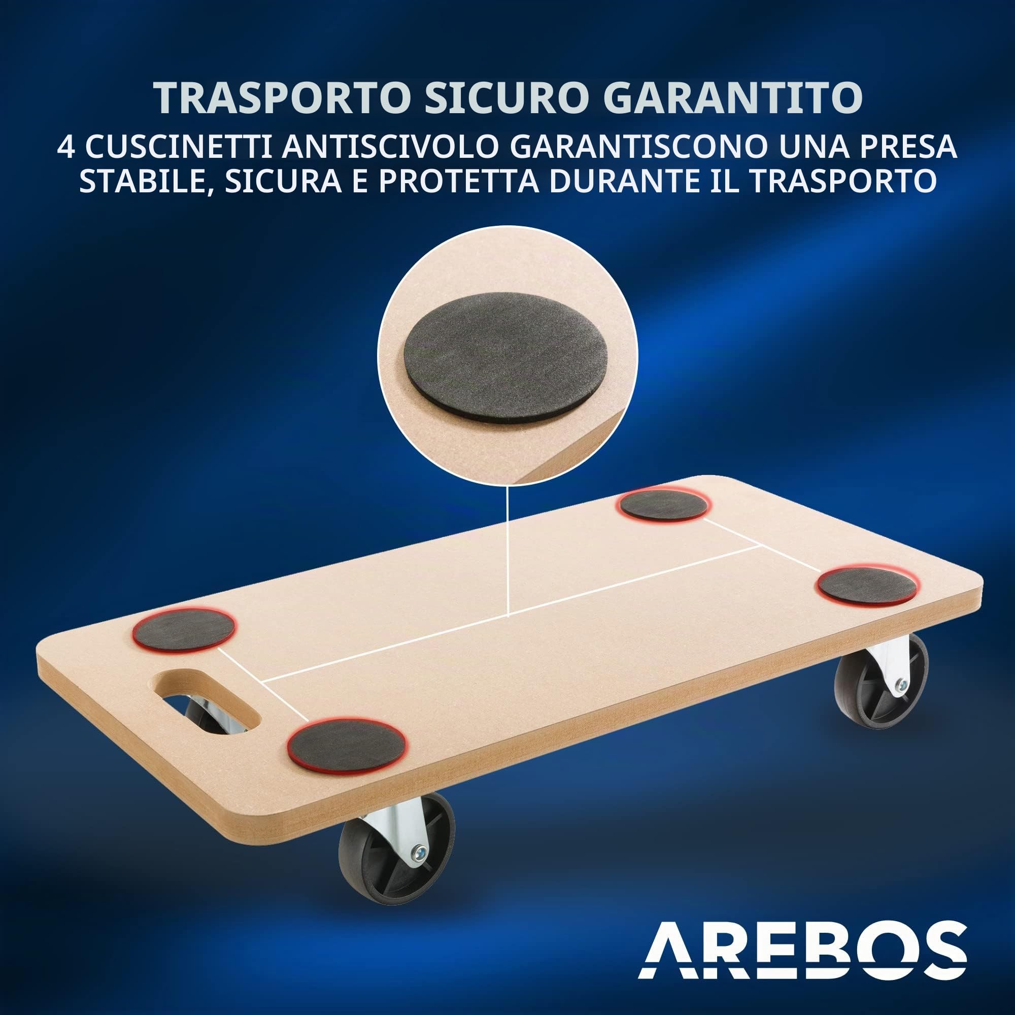 Arebos 2x Carrello su rotelle | Carrello per mobili | Piattaforma mobile | Carrello per trasporto | Dolly 200kg