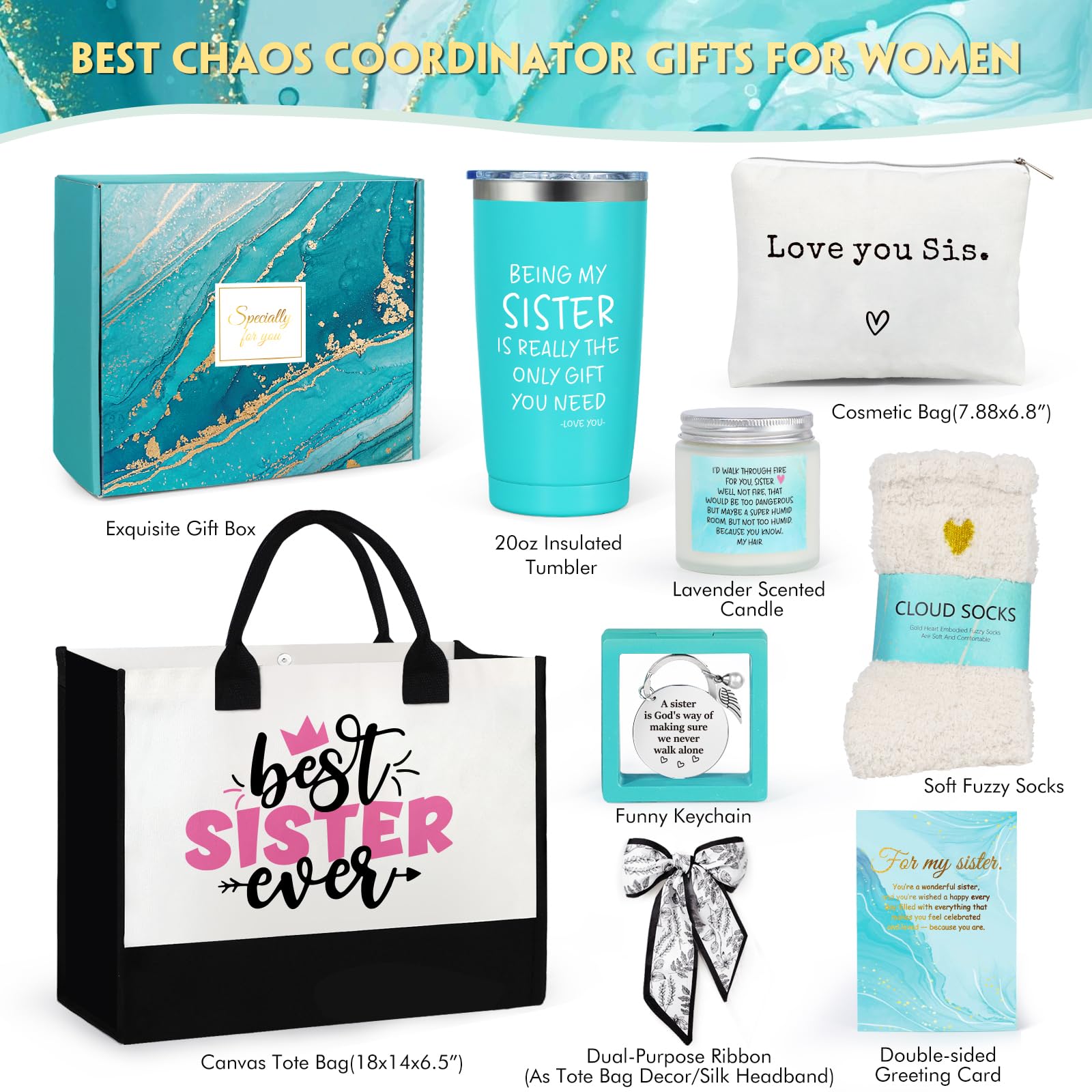 Suhctuptx Sisters Gifts from Sister, Birthday Gift Christmas Gifts Best Ever Gift Basket Cool Ideas for Sis Adult in Law