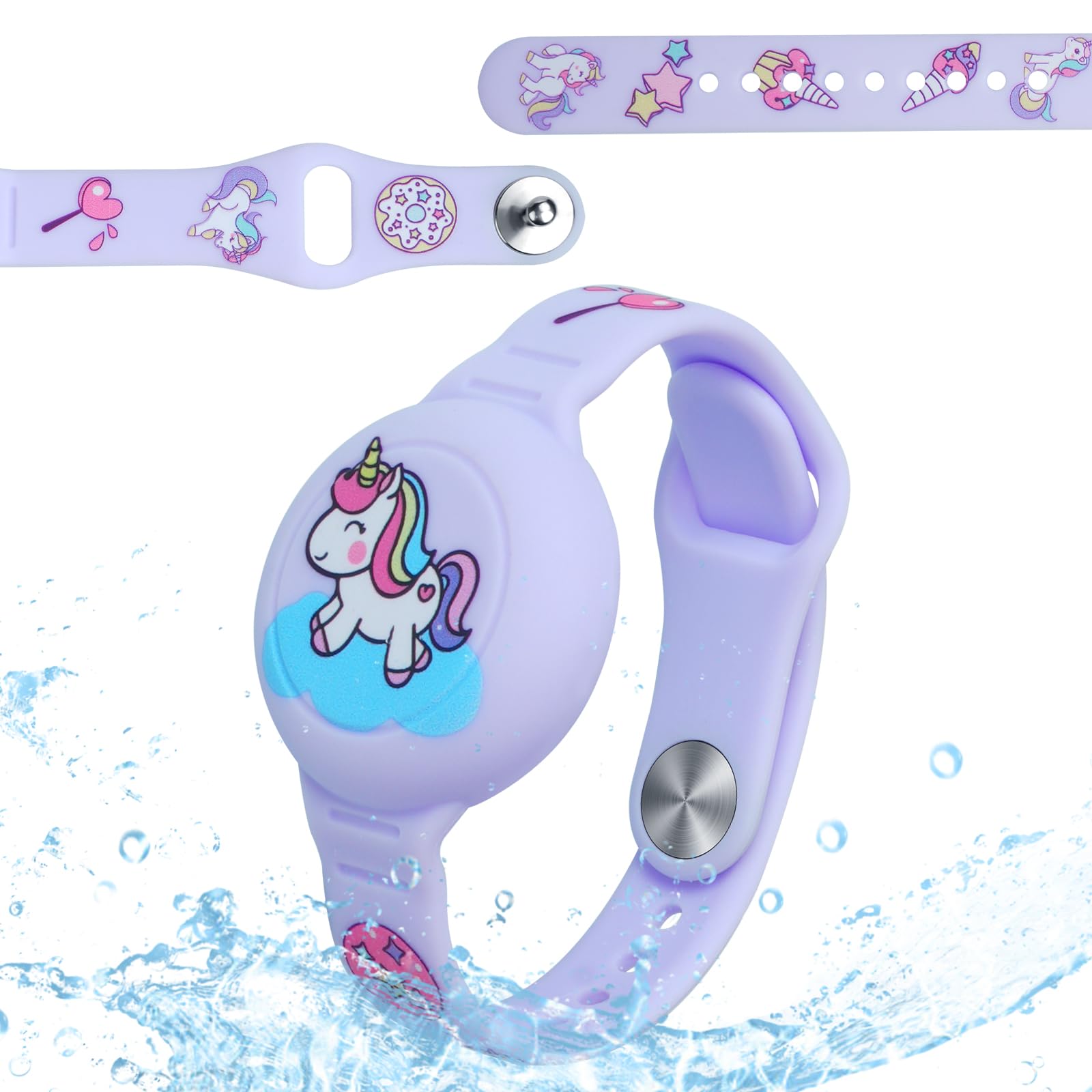 AXFEE Kids Watchband Compatible with Apple Airtag, Silicone Bracelet Protective Case for AirTag, Anti-Lost Adjustable Wristband for AirTags, GPS Wristlet Protective Cover for Child/Toddlers (Purple)