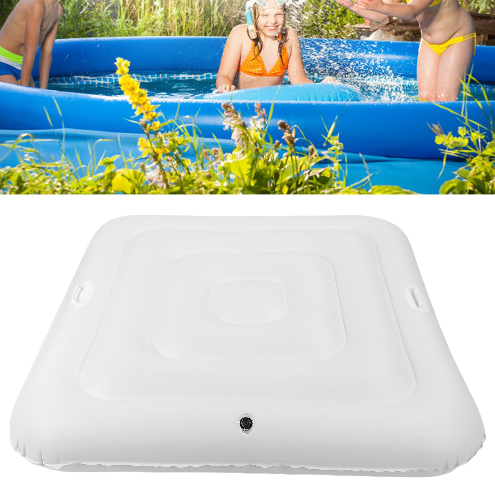 Couverture de Piscine Carrée Gonflable de 130 Cm, Protection en PVC Anti-poussière pour Spa Extérieur pour Une durabilité et Une propreté Améliorées