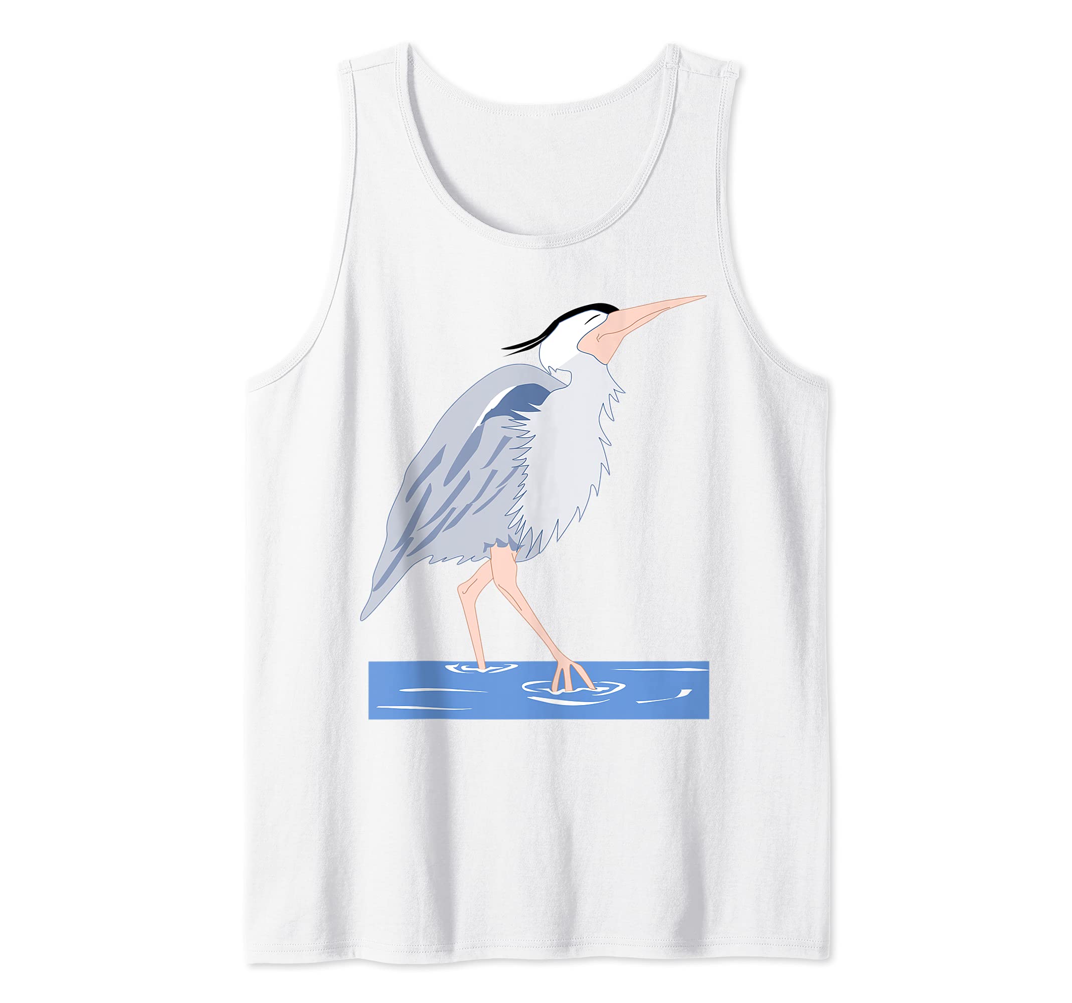 Heron Bird Tank Top, White, S
